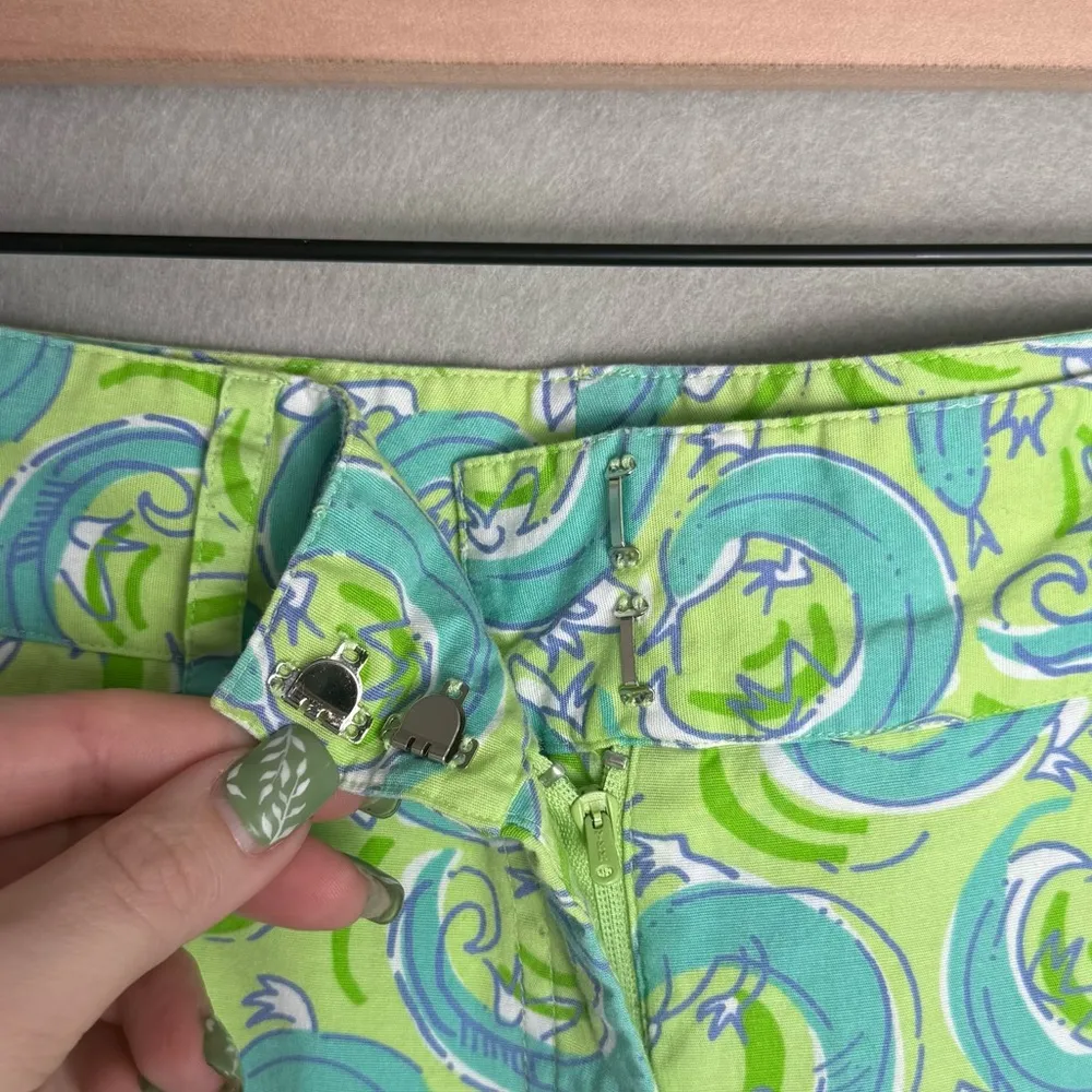 Lilly Pulitzer Women Vintage Crop Pants Leapin Lizard Zip Up White Label Green 4 - Image 4