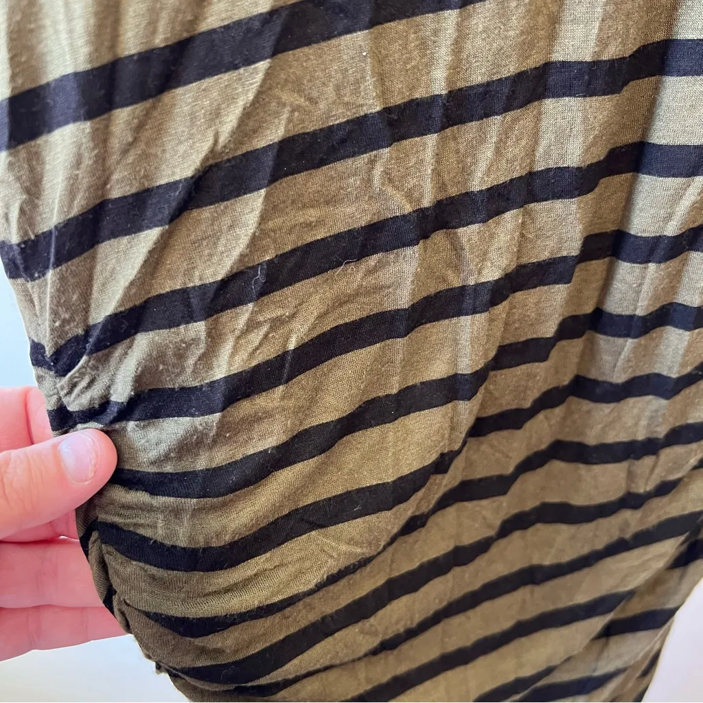 A.L.C Women’s Green‎ Short Sleeve Ruched Bodycon Midi Striped Dress Size Small - Image 12