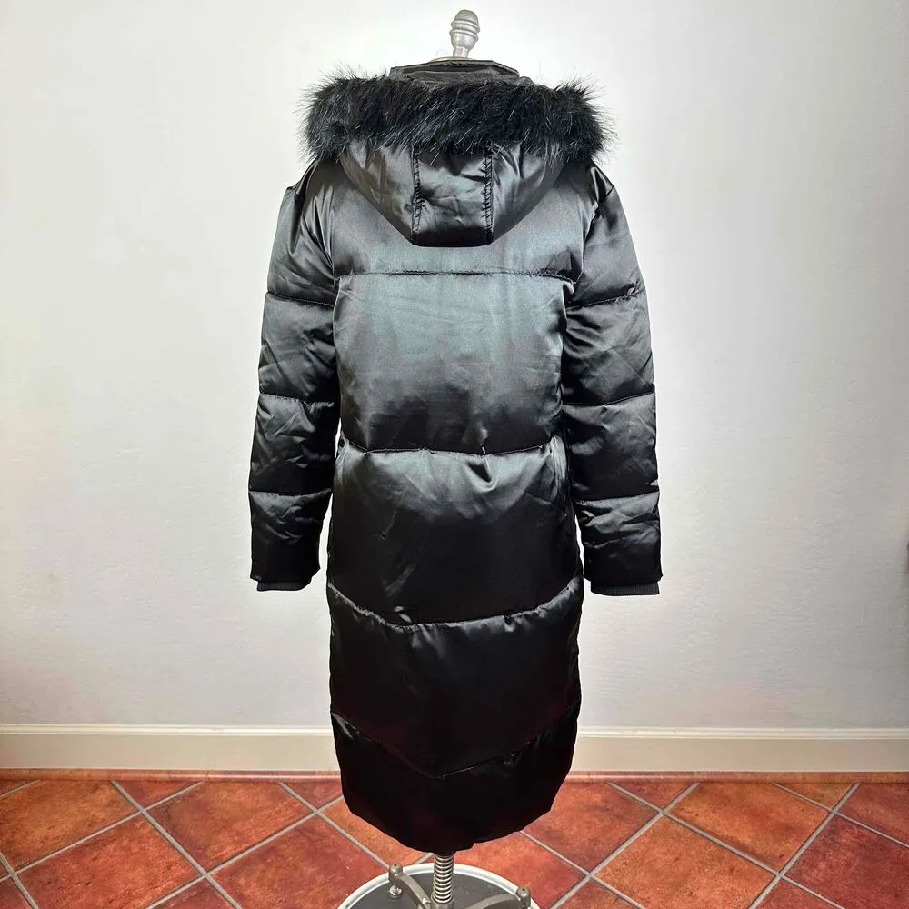 NWT Missguided Longline Hooded Puffer Coat w/ Fur Trim Hood - Image 4