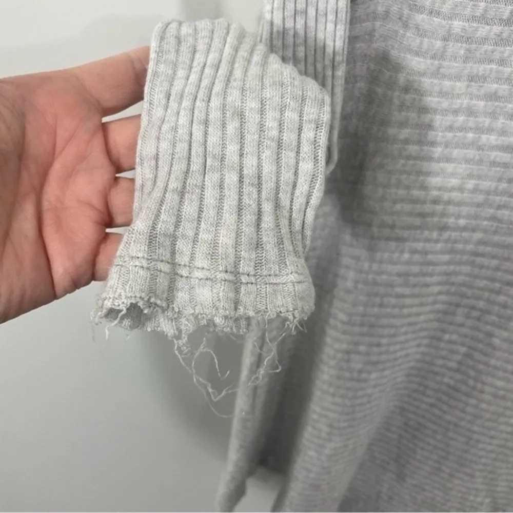 Free People We the Free Lover Split Back Rib Thermal Top Sweater Size SMALL Grey - Image 3