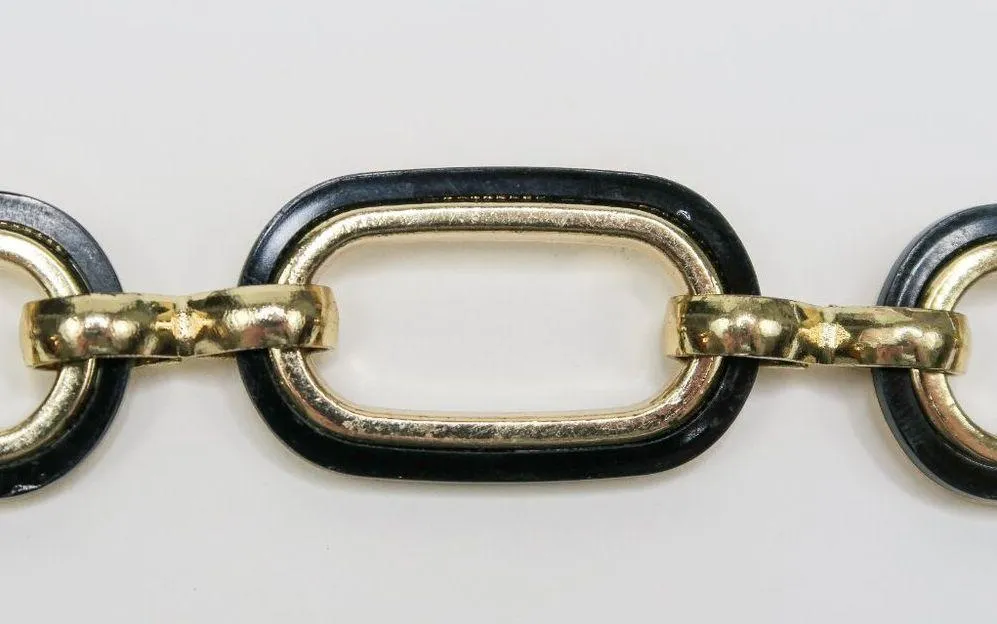 Vintage 90s Reversible Gold & Black Metal Link Chain Belt - Image 6