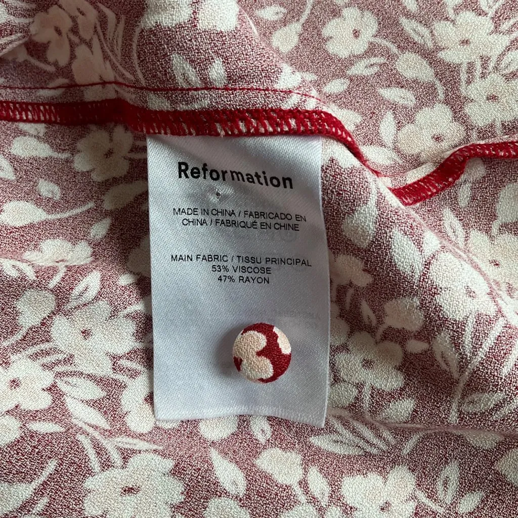 NWT Reformation Laylin mini dress red pink FLOWER GIRL SZ4 bust 32in - Image 4