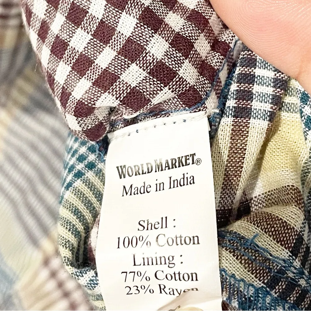 WORLD MARKET Size Small/Medium Plaid Ruffle PATCHWORK TOP NEW - Image 4