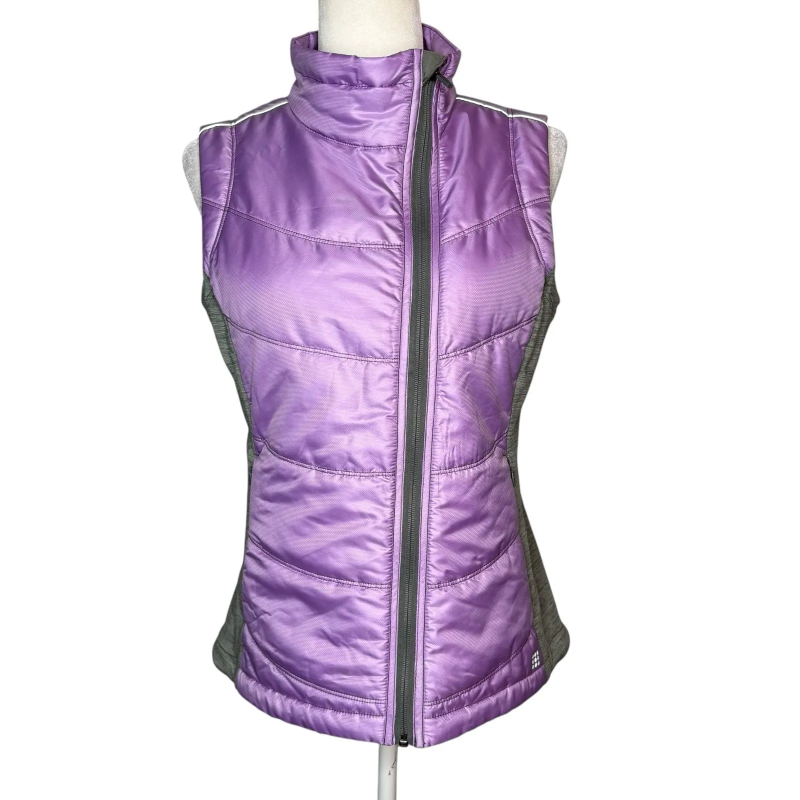 Title Nine Puffer Vest M Purple Gray Full Zip Quilted Packable Lightweight - Image 3