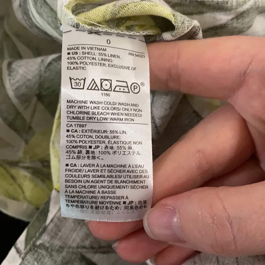 New Banana Republic Factory front knot linen floral tropical midi dress sz 0 Yellow - Image 10