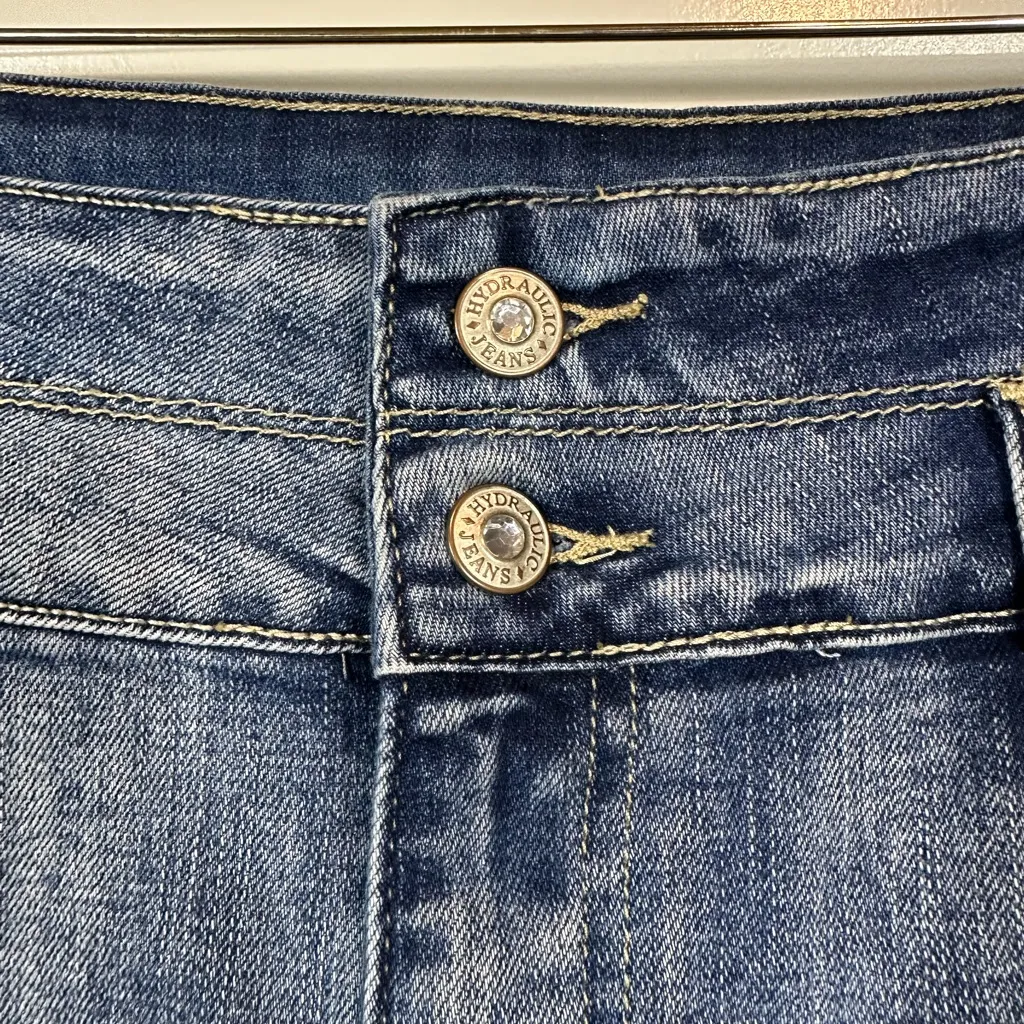 Hydraulic Women’s Classic Long Curvy Denim Skirt W/ Grommets Medium Wash Size 16 - Image 4