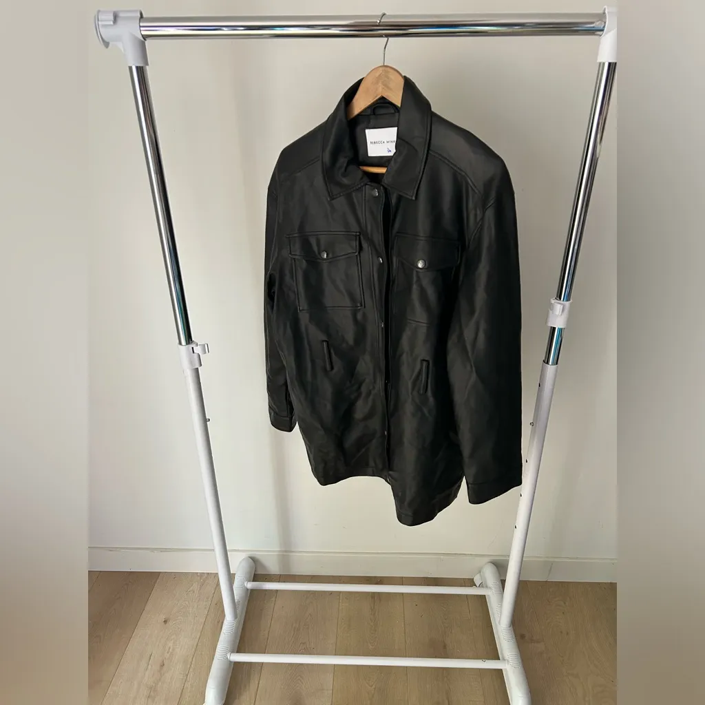 $300 Rebecca Minkoff Black Faux‎ Leather Top Size 8 - Image 3