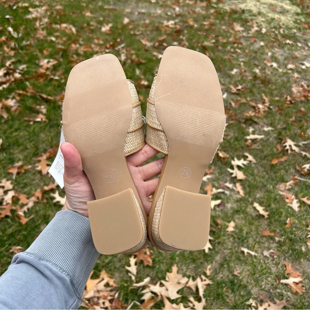 A New Day Size 7.5 Women's Kathleen Raffia Buckle Block Heels -  Beige wedding - Image 7