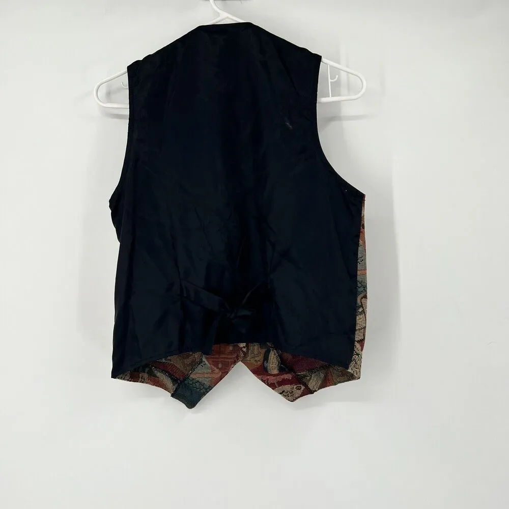 FRITZI S Vest Tapestry VTG Y2K Books Library Teacher Librarian Professor Preppy Multiple - Image 6