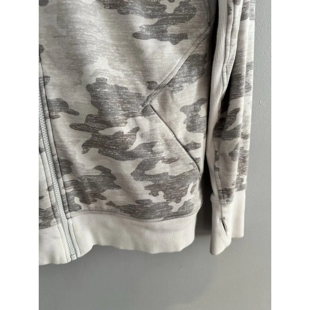 Athleta Triumph Hoodie Athletic Full Zip White Camo Sweatshirt Womens Size Large - Image 6