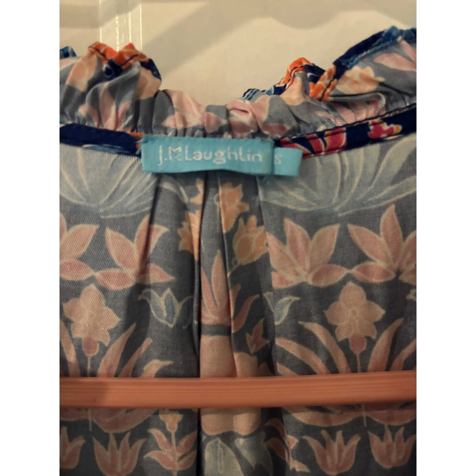 J.‎ McLaughlin Floral Print Chessie Midi Dress Tassel Tie Neck Short Sleeve S - Image 2