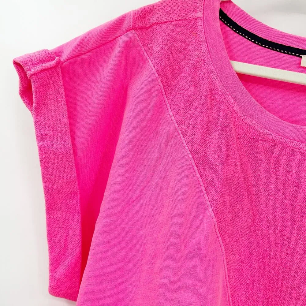 Anthropologie Pilcro Womens Barbiecore Tie Front Cuffed Short Sleeve Top XL Pink - Image 5