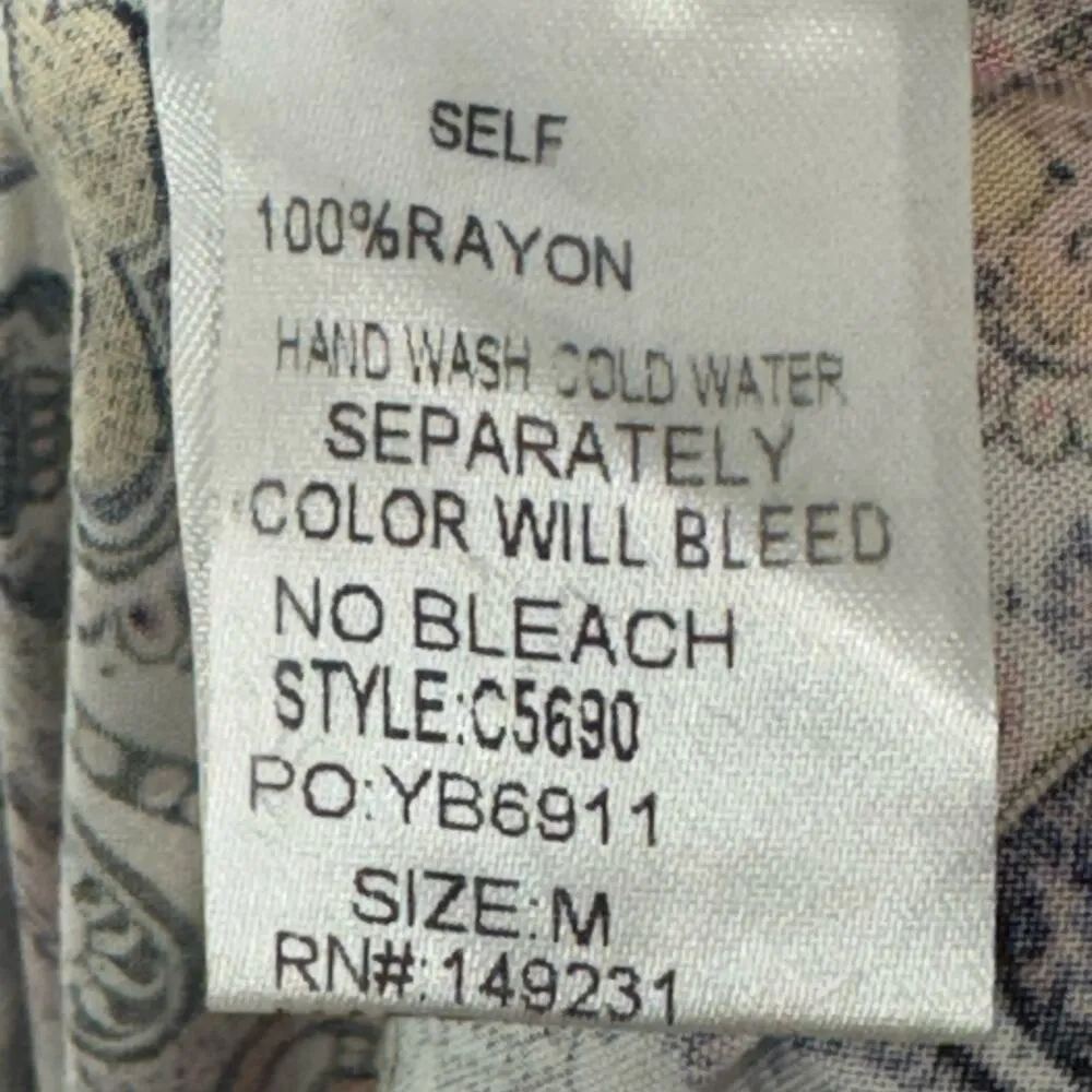 Kori America Boho Paisley Floral Mini Skirt M Rayon Ruffle Hem Elastic Waist - Image 6