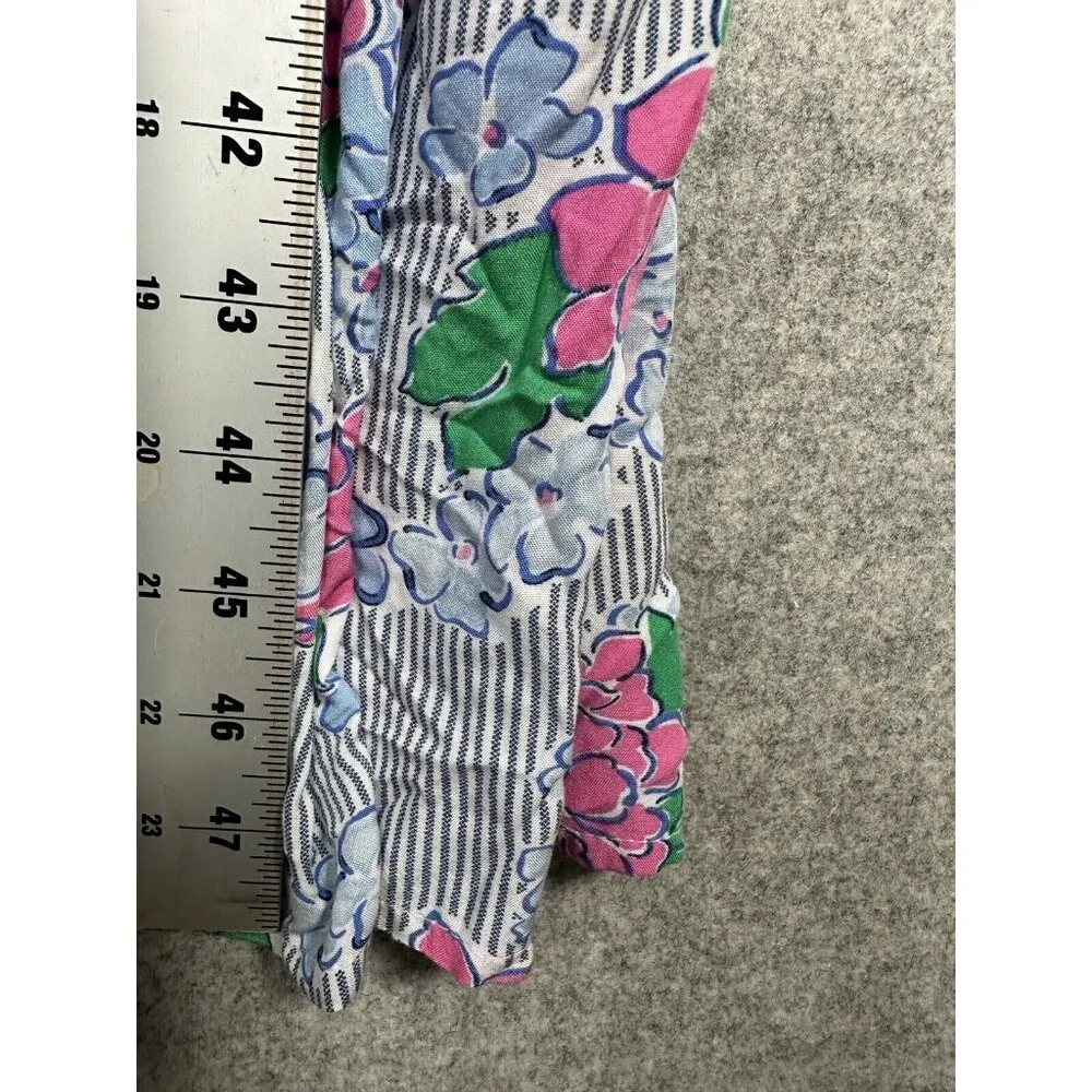 Crown & Ivy Midi Dress Size 2 Womens Floral Pink Blue Striped Frilly Ruffle - Image 11