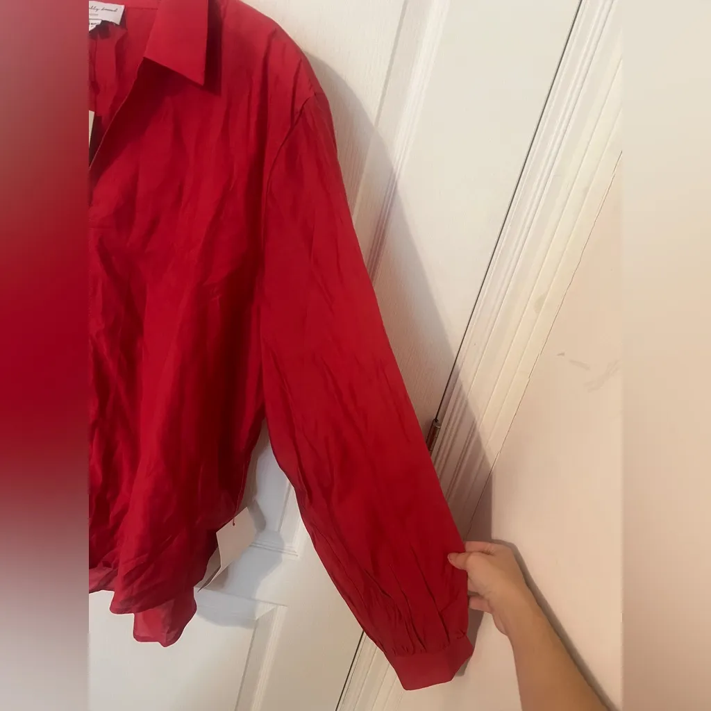 NWT Never Fully Dressed Vibrant Red Button Down Shirt Size 18 - Image 5