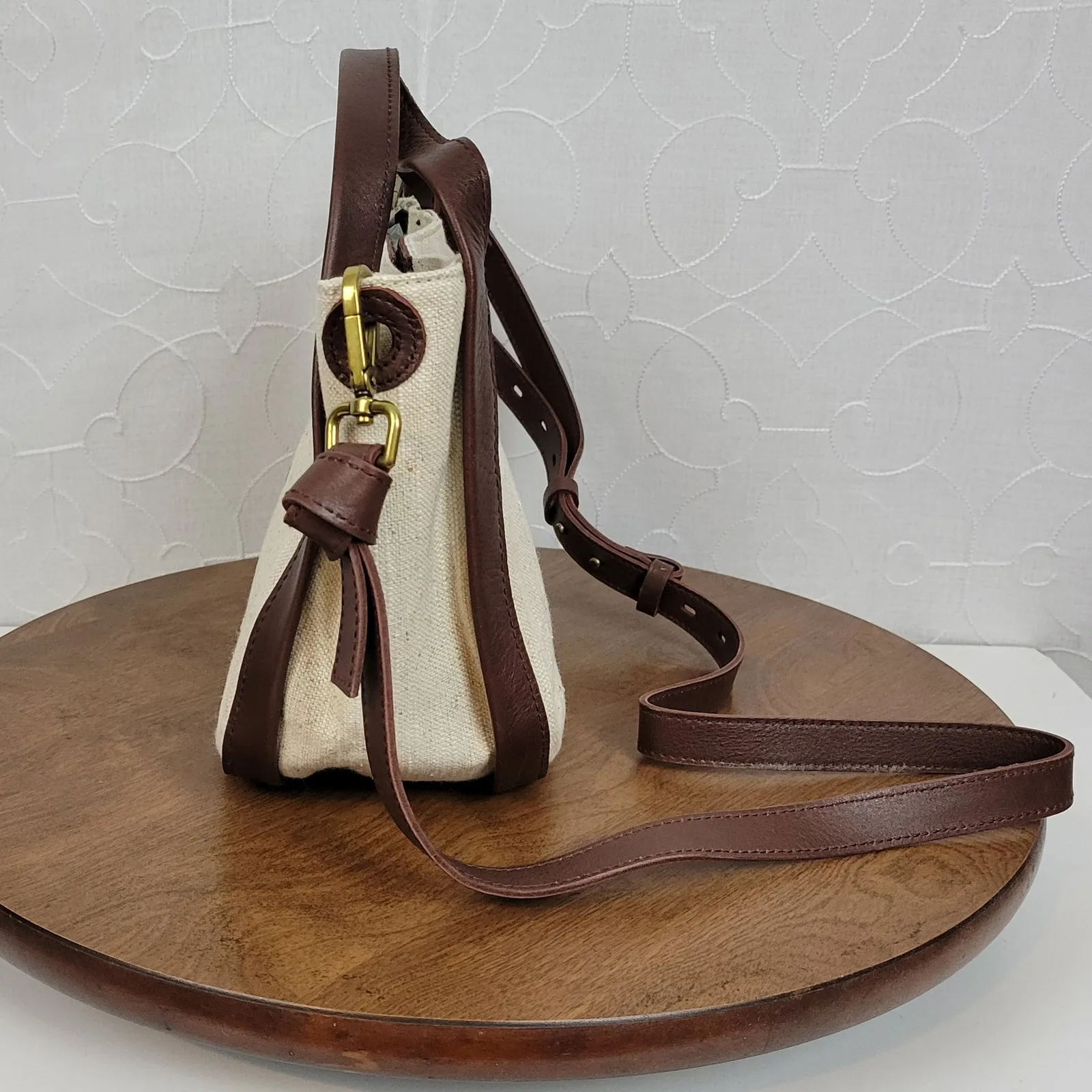 Madewell Sydney Womens Crossbody Cream Cotton Linen Edition‎ Leather Strap NEW - Image 9