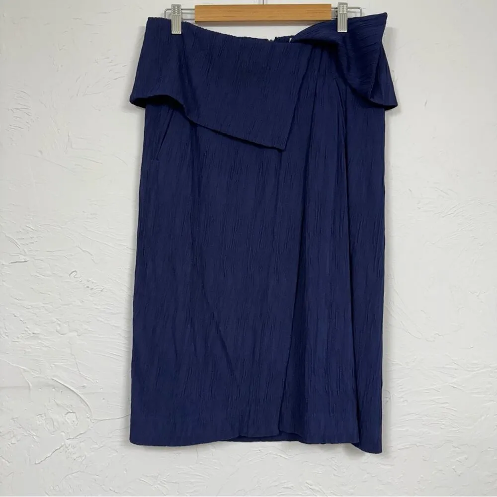 MM Lafleur Navy Blue Montgomery Pleated Skirt Womens 8 Lagenlook Designer Artsy - Image 4