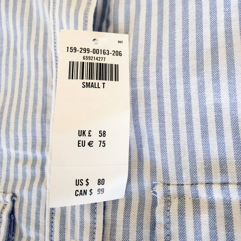 Abercrombie & Fitch Blue & White Striped Button Down Dress Size Small (Tall) NWT - Image 3