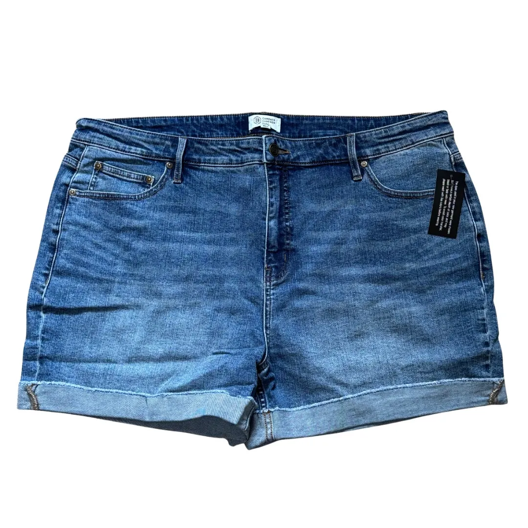 CANDACE CAMERON BURE Pacific Jean Denim Short Raw Hem Cuff NWT Womens Plus 20W Blue - Image 4