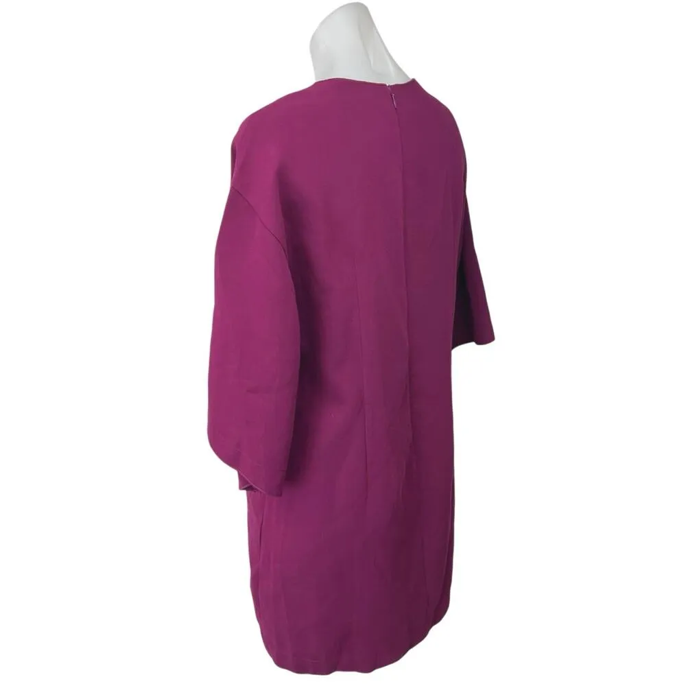 C/MEO Collective Purple Crew Neck 3/4 Dolman Sleeve Mini Sheath Dress Size M - Image 3