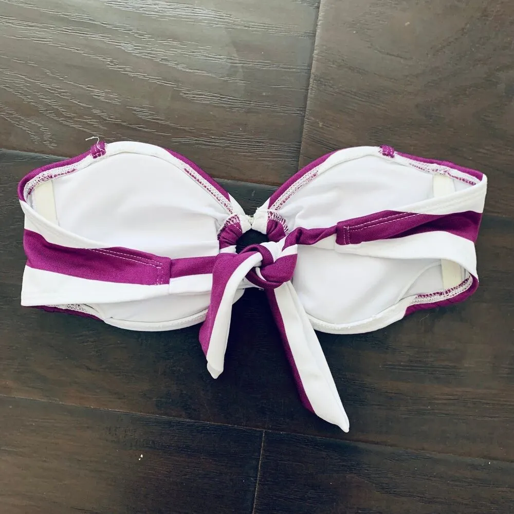 Target Xhilaration Bandeau Bikini Top - White & Purple Stripes | Size: S - Image 4