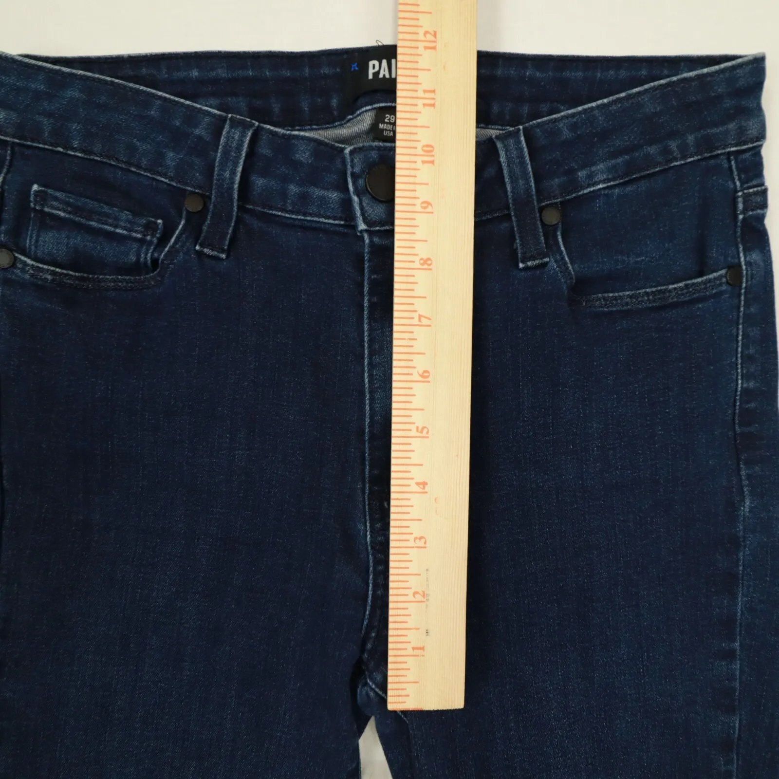 PAIGE Flora Ruffle Hem Crop‎ Straight Leg Dark Wash Denim Jeans size 29 - Image 7