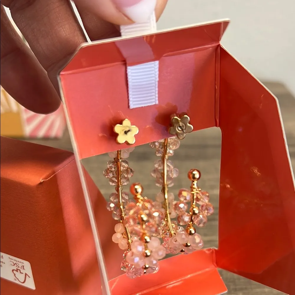 Piper  K | Pink Floral Beaded Earrings - Image 4