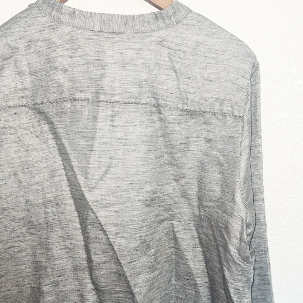 J. Jill Linen Blend Gray Half Button Long Sleeve Women’s Blouse - Image 9