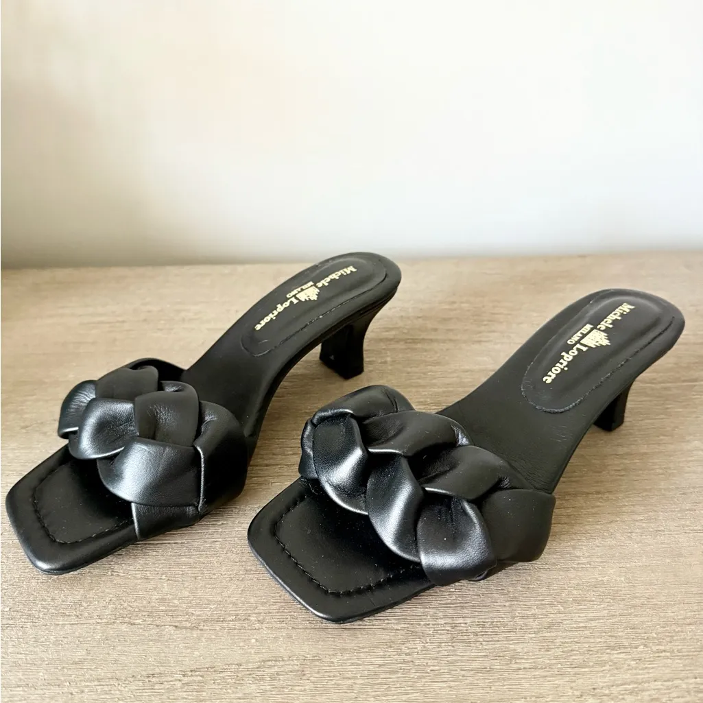 Michele Lopriore Knotted Sandal Low Heel in Black Leather Size 39 - Image 4