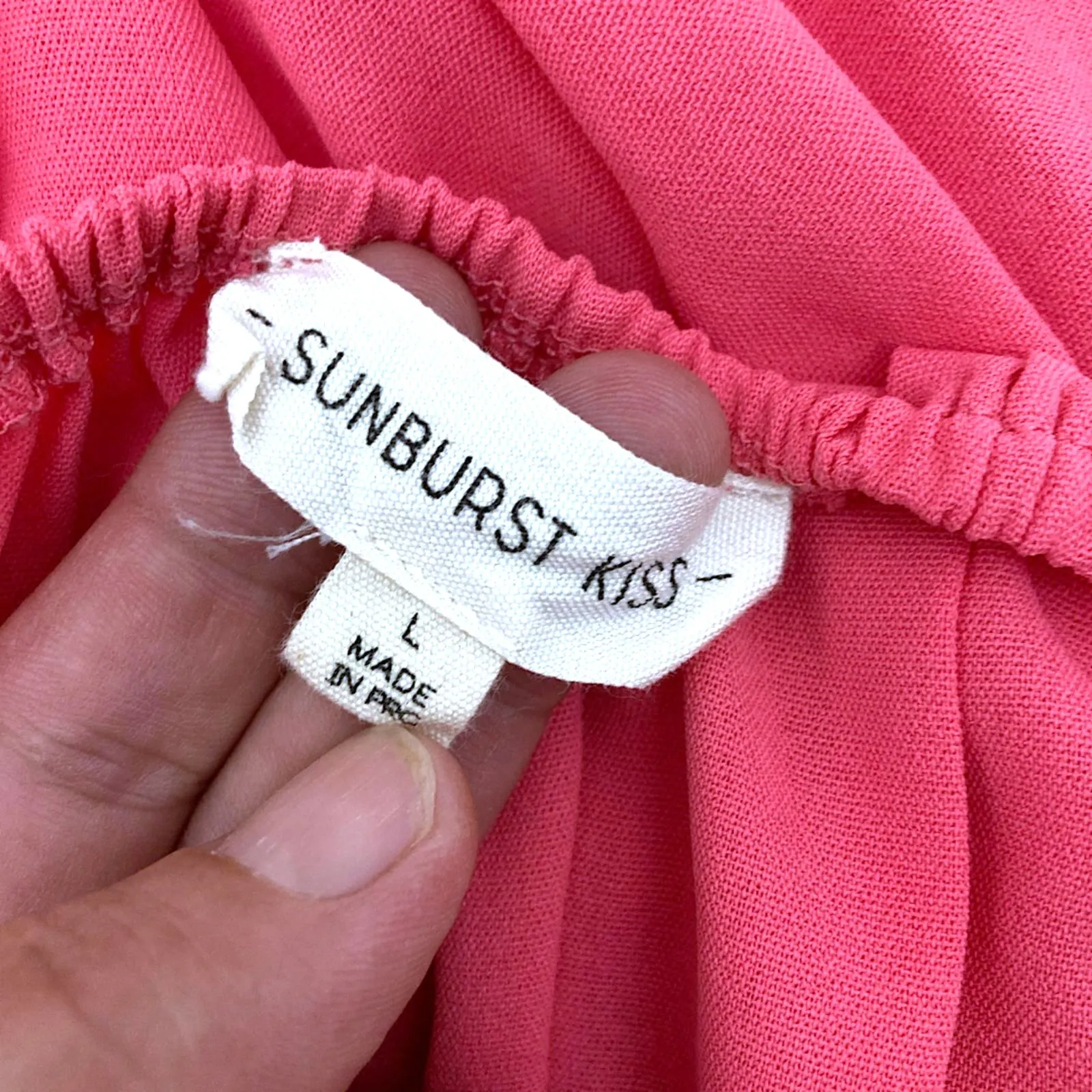 Sunburst Kiss Coral Pink Ruffle Peplum Top L Sleeveless Eyelet Lace Festival Size L - Image 13