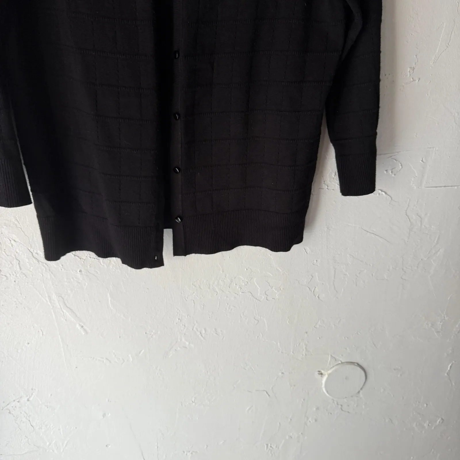 Cable & Gauge Black Textured Knit Button Front Cardigan Sweater M Twee Grunge - Image 3