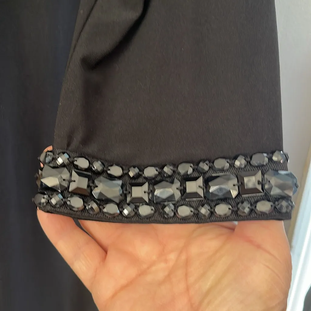 Vintage Laundry Black Beaded Cocktail Dress beaded hand cuffs - Image 3