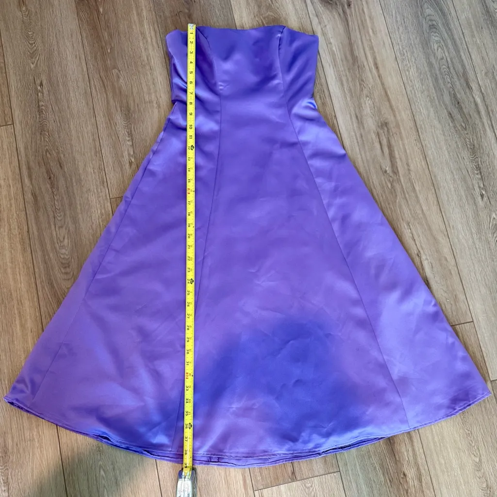 Alfred Angelo Women’s Dress Sz 4 Purple Strapless Gown pleated Vintage - Image 5