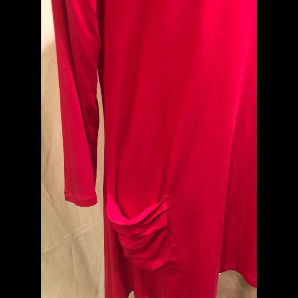 LOGO By Lori Goldstein Dark Pink Jersey Lounge Tunic Size M Slouchy Pockets - Image 2