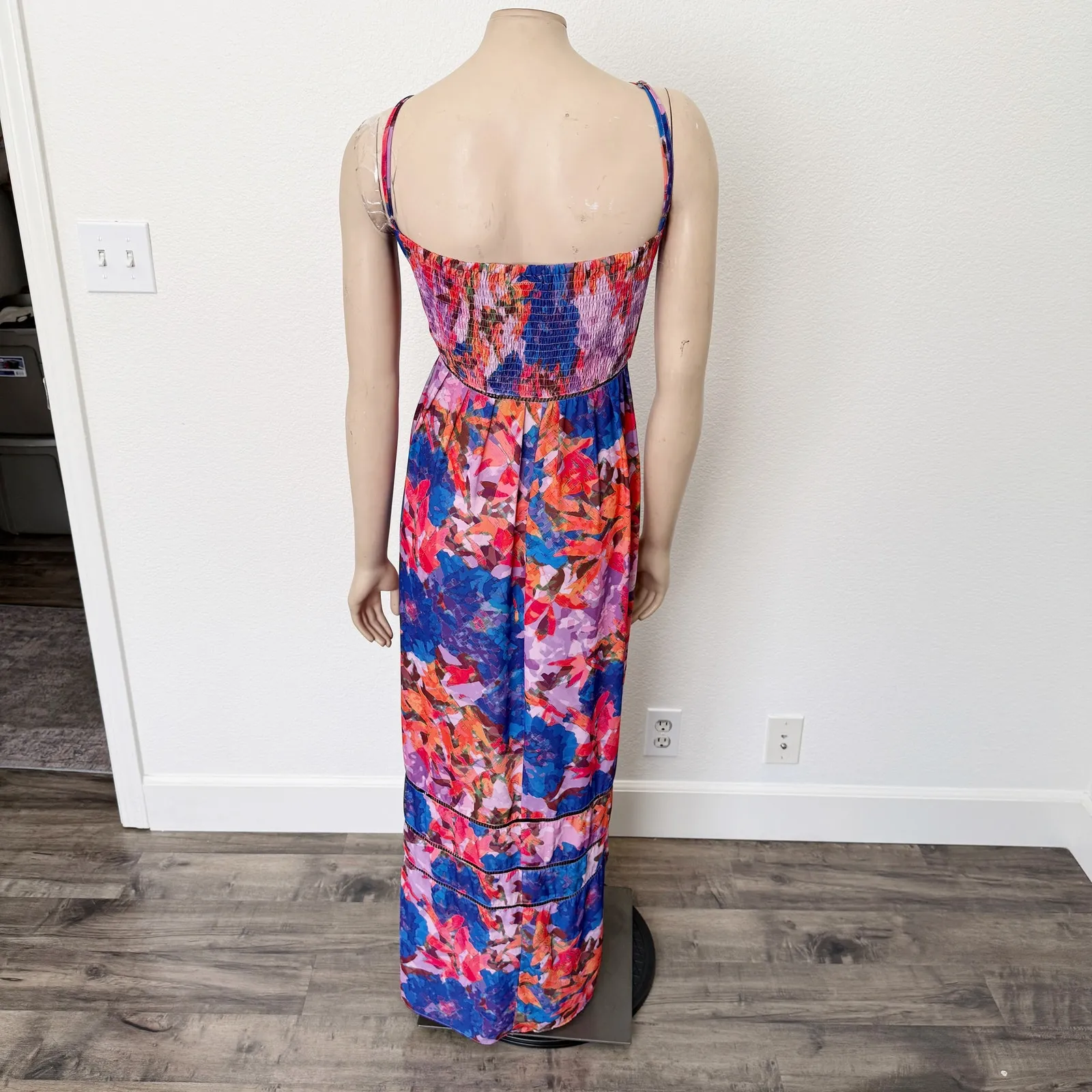 [City Chic] Blue Purple Abstract Floral Print Stained Glass Maxi Dress Sz 20 / L - Image 3