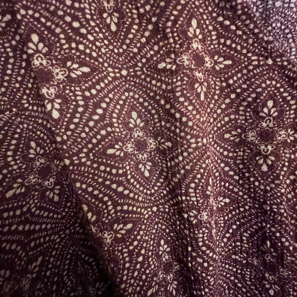 FOREVER 21 Women Teen Junior Burgundy Printed Fit & Flare Boho Dress Size Medium - Image 14