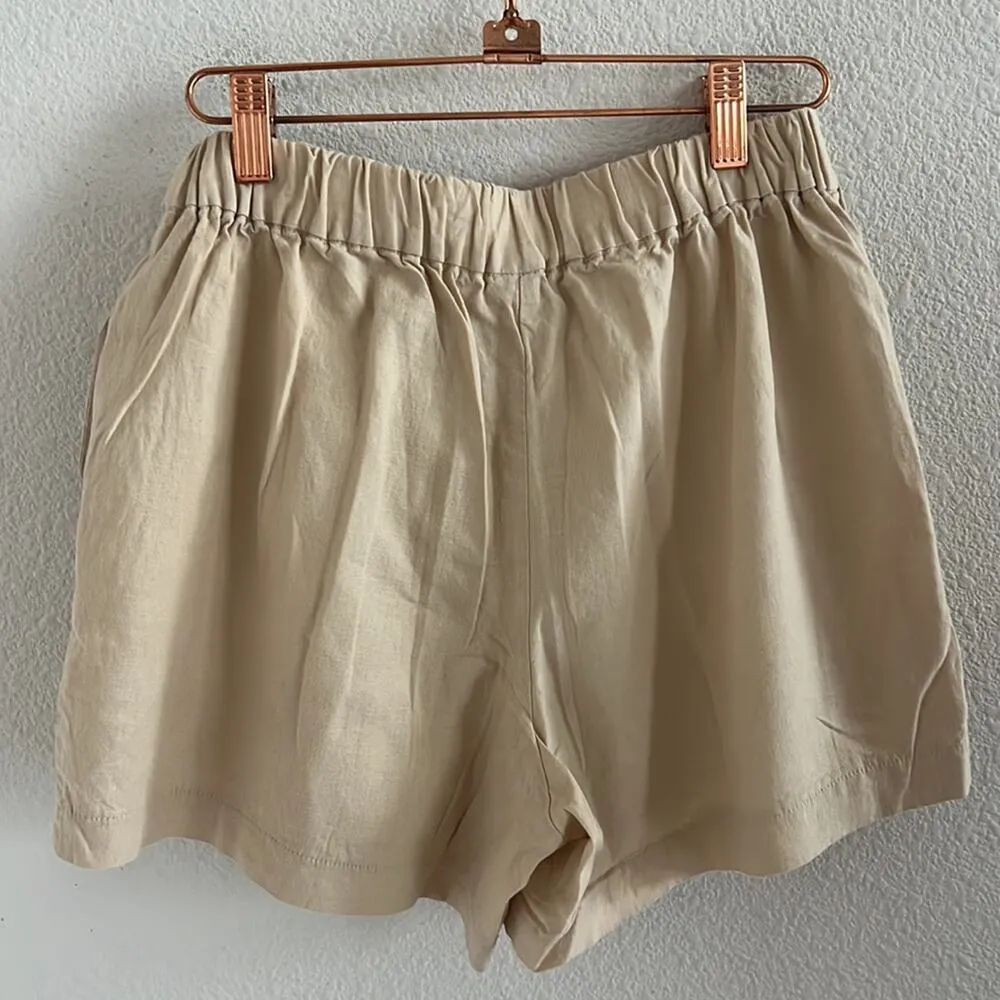 Old Navy Linen Skort Skirt Tan Cream Faux Wrap XS - Image 2