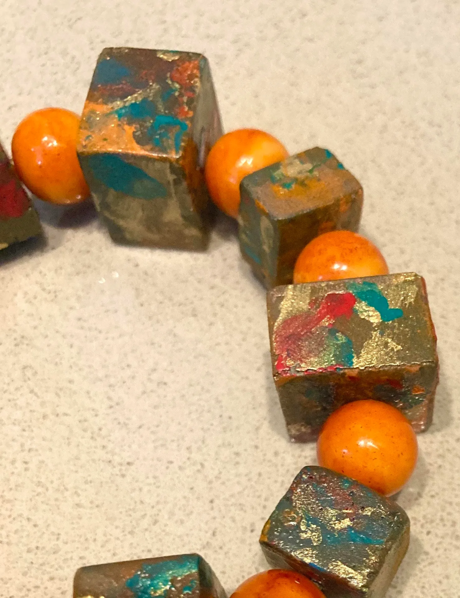 Hand Crafted cement & bead stretch bracelet - Image 5