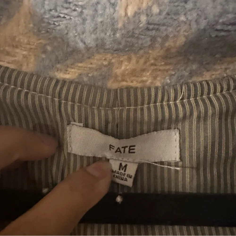 Fate Houndstooth Jacket Blue and Beige Button Front - Image 4