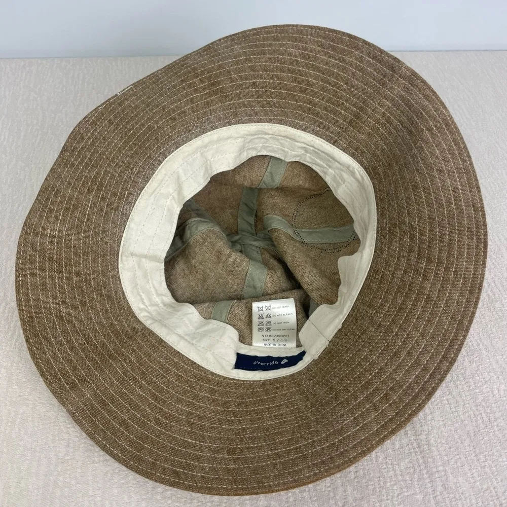 Override Brown Hemp Camping Round Top Bucket‎ Hat - Image 7