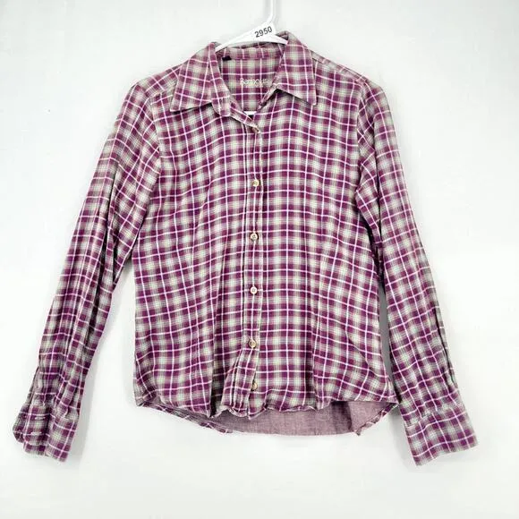 BARBOUR Button Down Women Size 8 Plaid Long Sleeve 100% Cotton Western Fall Vibe - Image 1