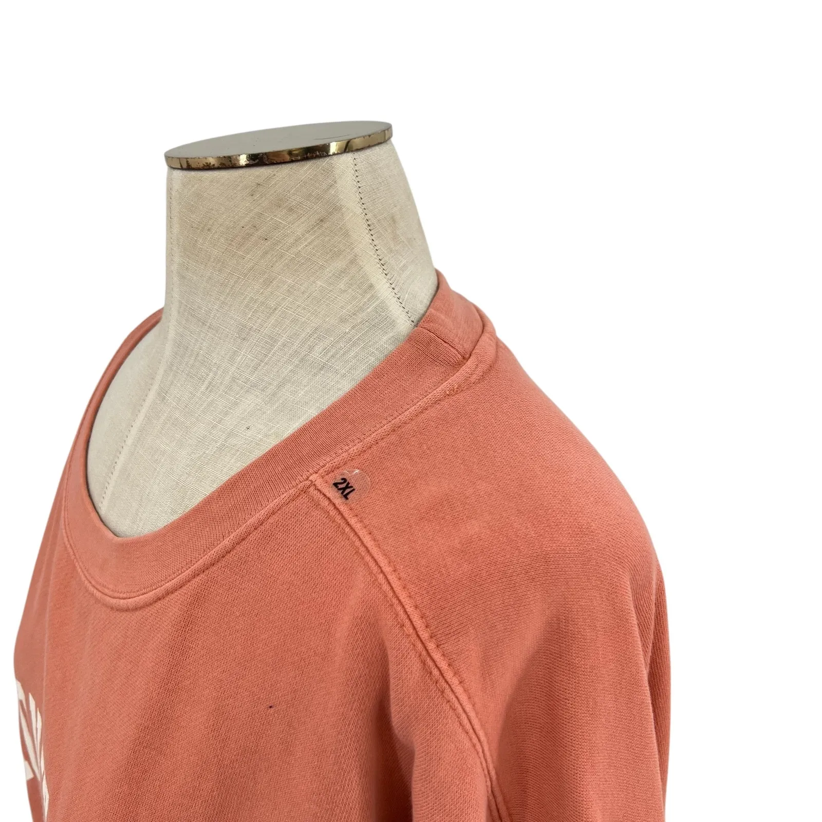 Montauk The End Crewneck Sweatshirt Spell Out Vintage‎ Style Coral Orange XXL - Image 5