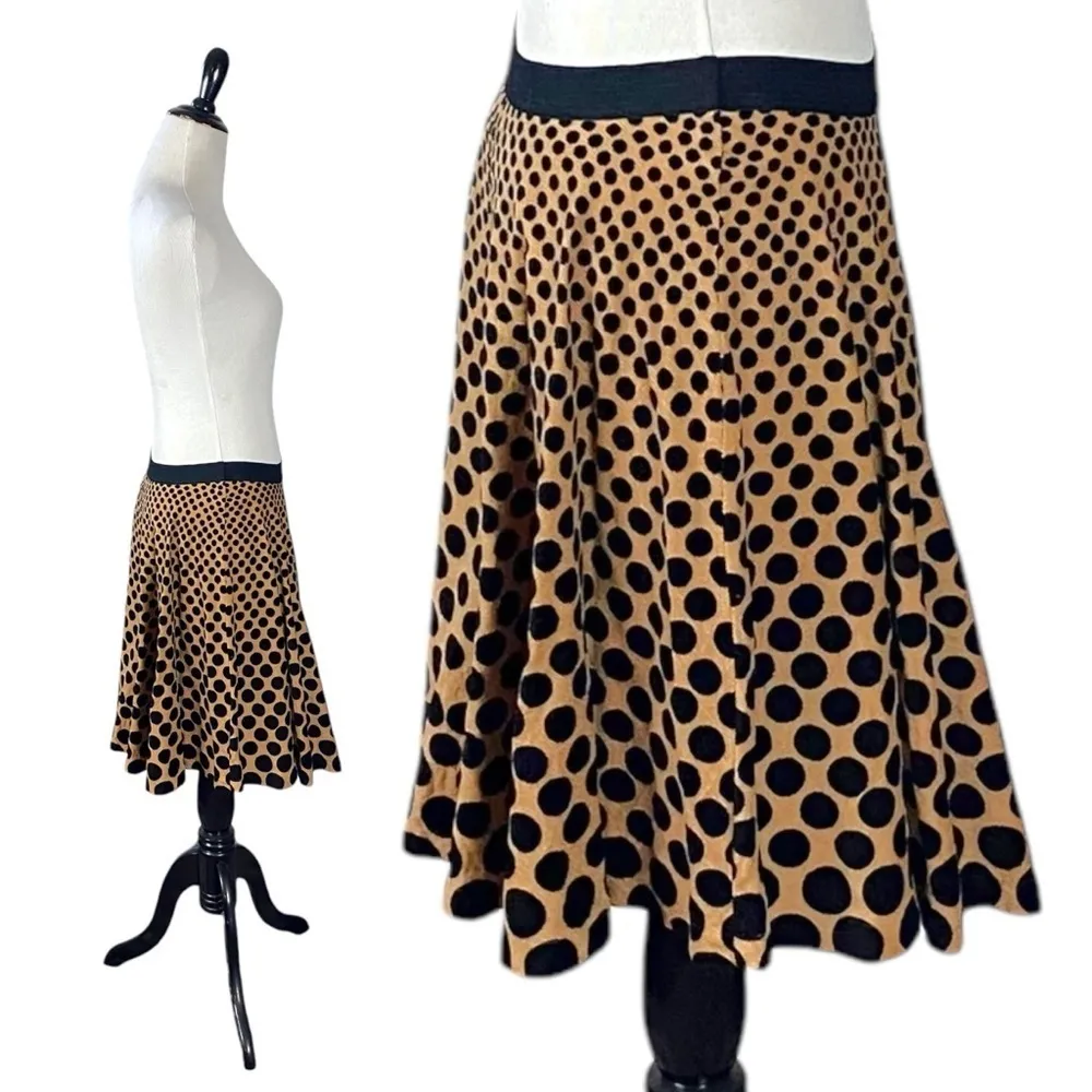 Vintage 90s Grunge Free People Corduroy Polka Dot Skater Circle Skirt XS Small - Image 4