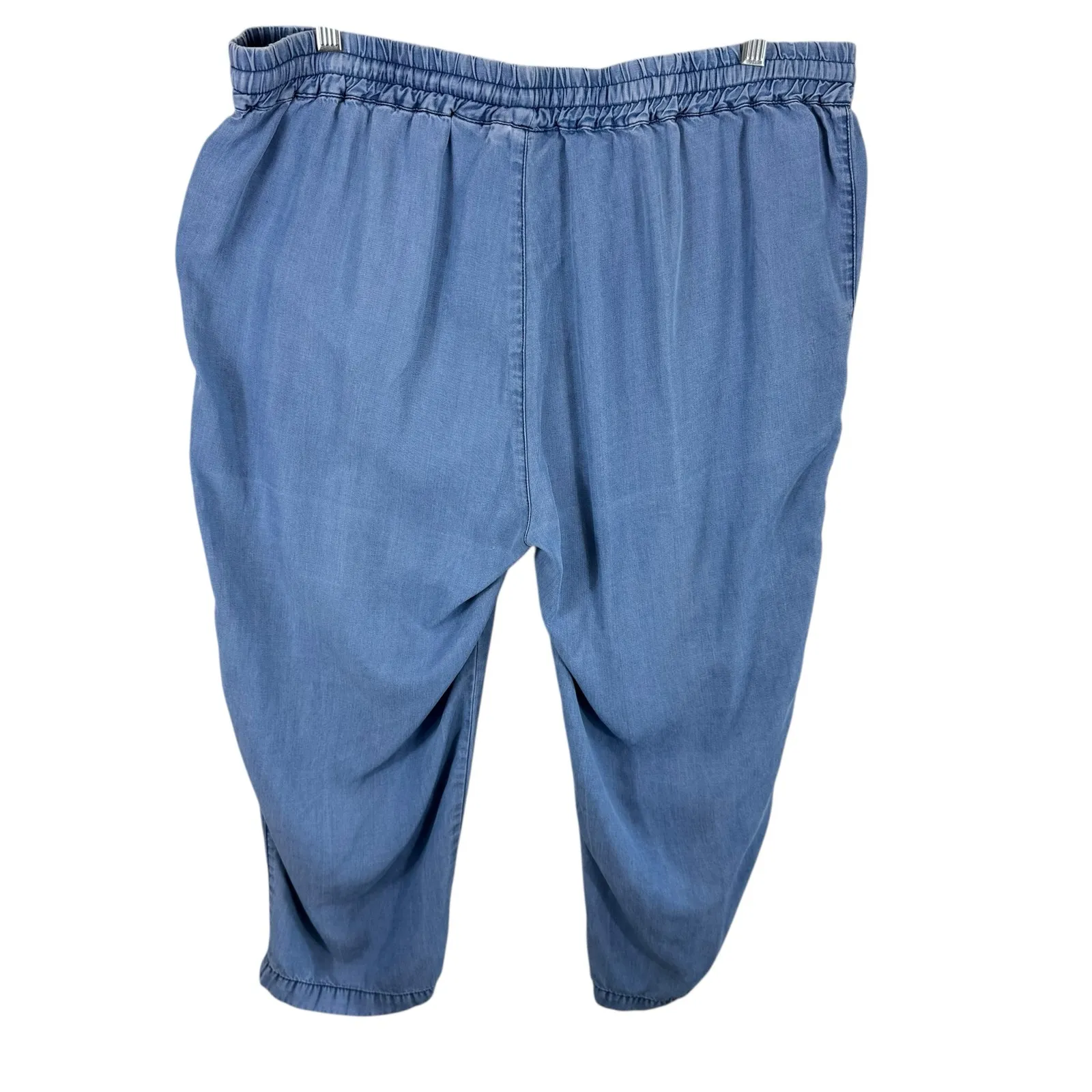 Canyon Creek Blue Lyocell Drawstring Elastic Waist Lightweight Capri Pants Sz L Size L - Image 2