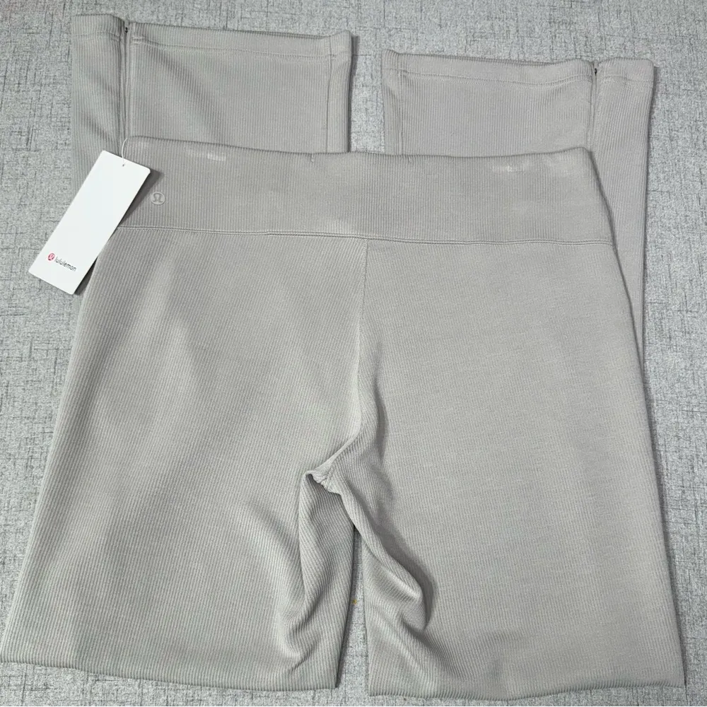 Lululemon Brushed Softstreme Ribbed Zip Flared Athletic Pants Riverstone 14 NWT - Image 9
