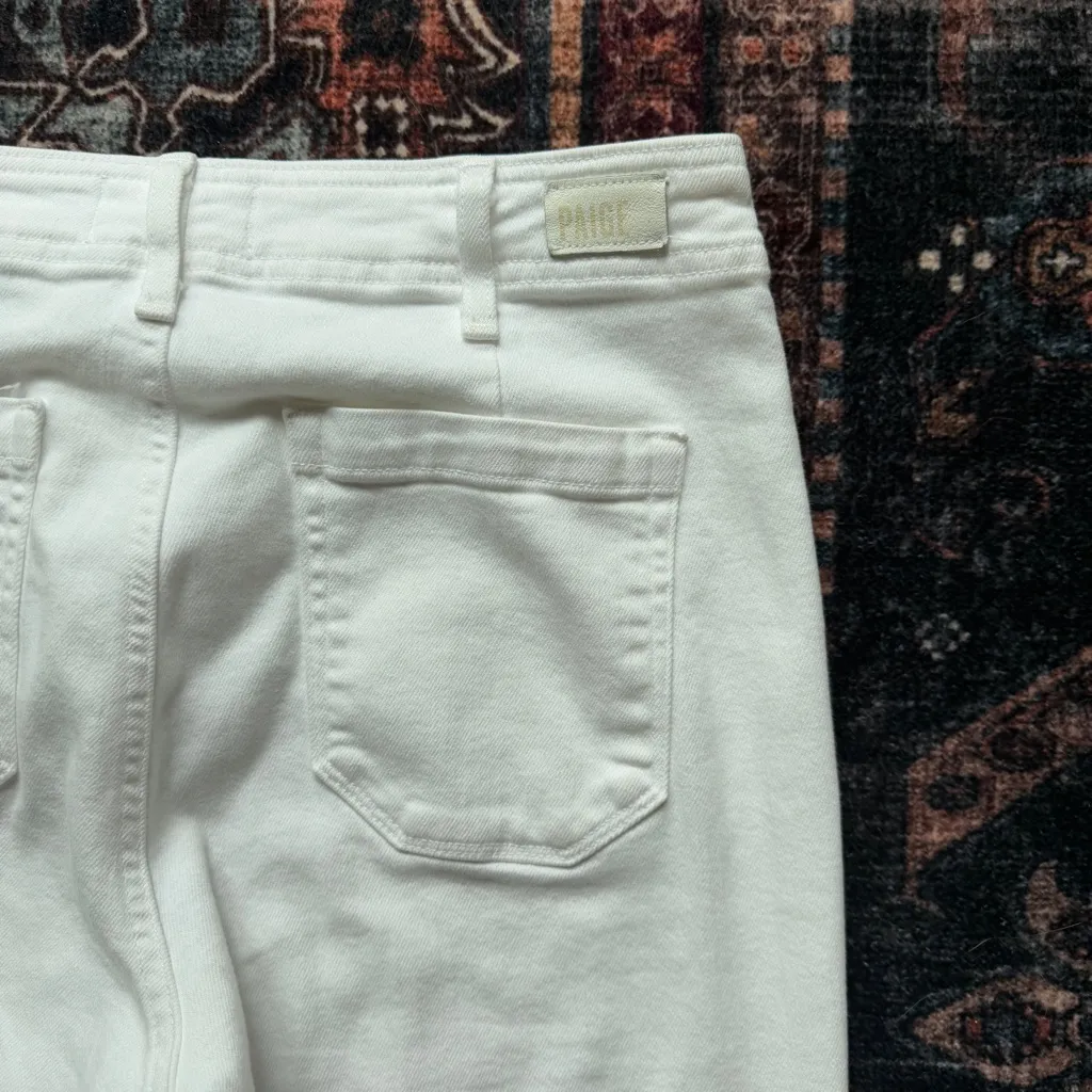 Paige Nellie Crisp White Cropped High Rise Jeans clean front Culotte Pants - Image 9