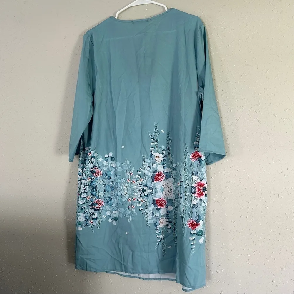 🦋JUST FASHION NOW NWT Blue Mid Sleeve Floral Mini Dress T - Image 3