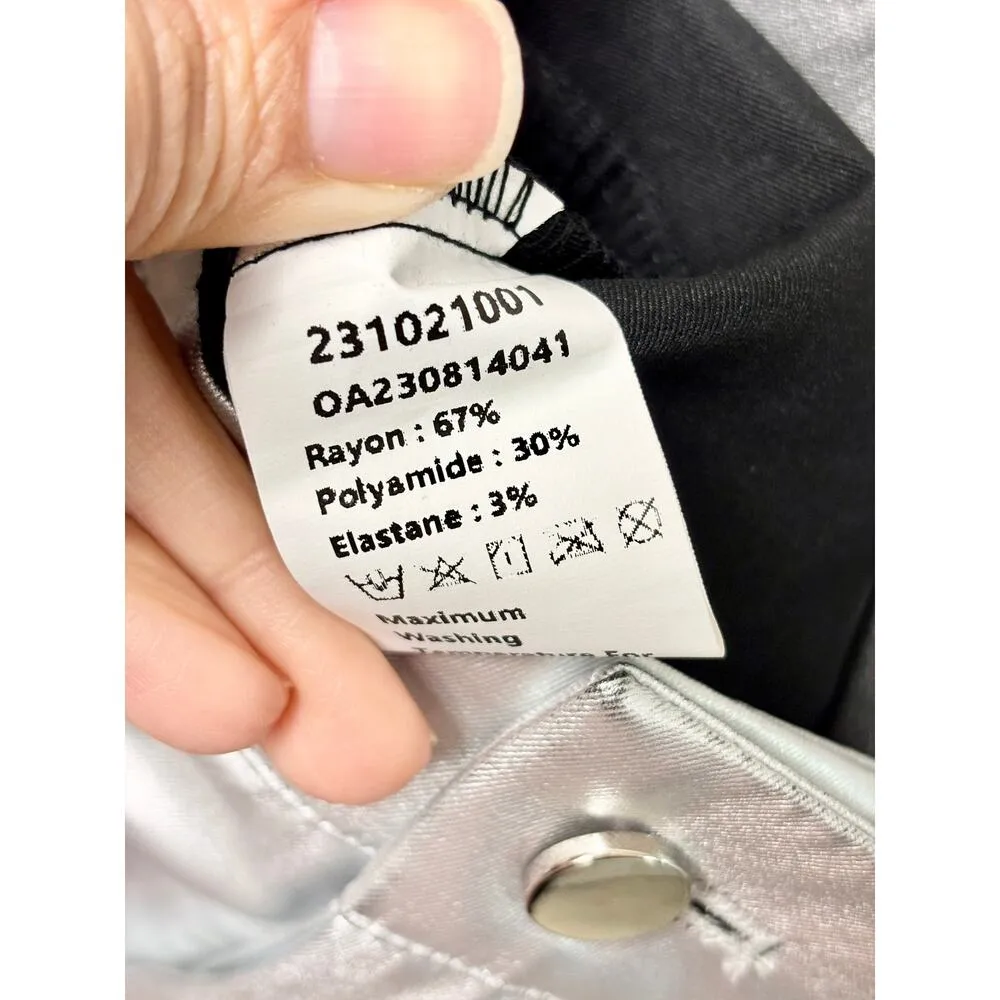 Commense Metallic Faux Leather High Waisted Straight Leg Pants Silver Women's S - Image 6