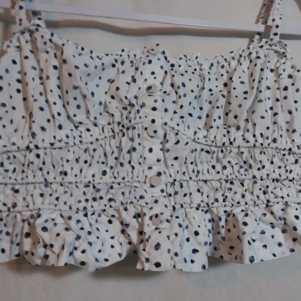 J. Crew Cinched-waist Cotton Poplin Tank Top In Dot Vacation Summer Size Small - Image 4