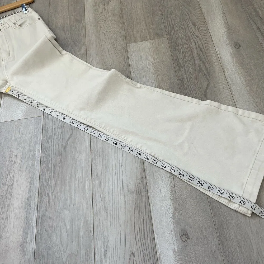 Meshki Flare High Waist Bootcut Denim Jeans White (size 8) minimalist casual - Image 7